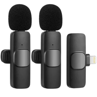 Kit 2 Microfones de Lapela Sem Fio IOs